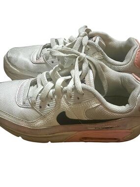 Nike Air Max 90 White & Pink Sneakers for Little Girls US 4Y